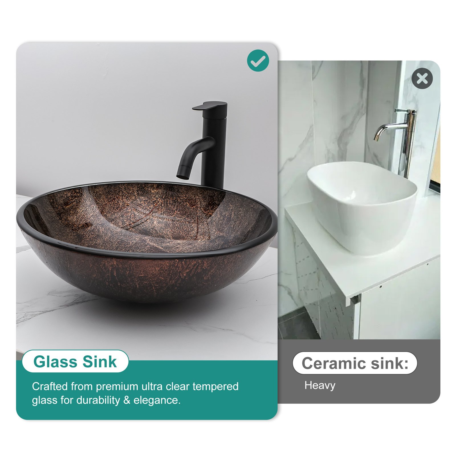 Textured Vessel Sink With Faucet And Pop Up Drain, Oval Basin Vanity For Bathroom - Brown - Image 2