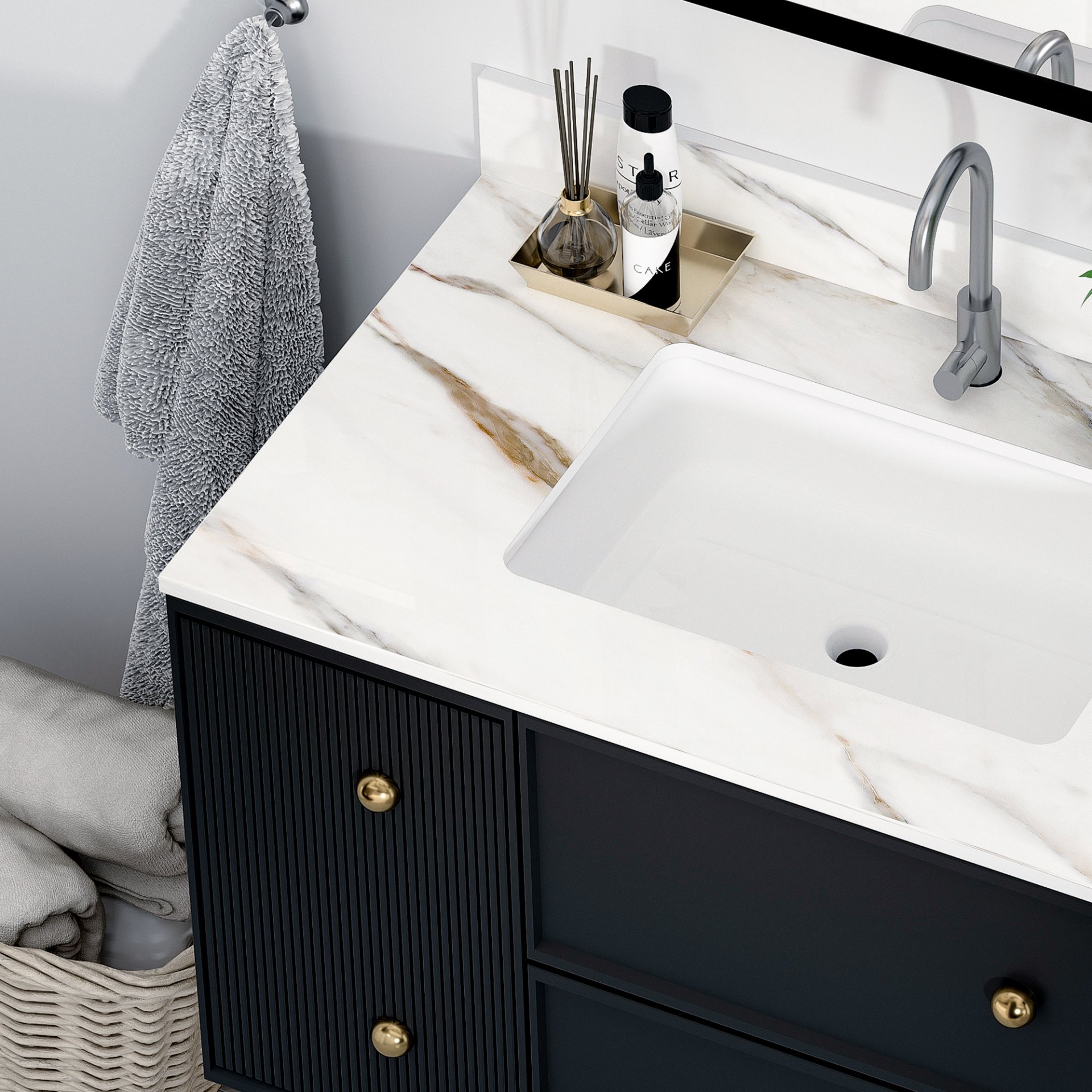 Elegant Vanity Top With Undermount Sink And Backsplash - White Carrara Marble - Image 5