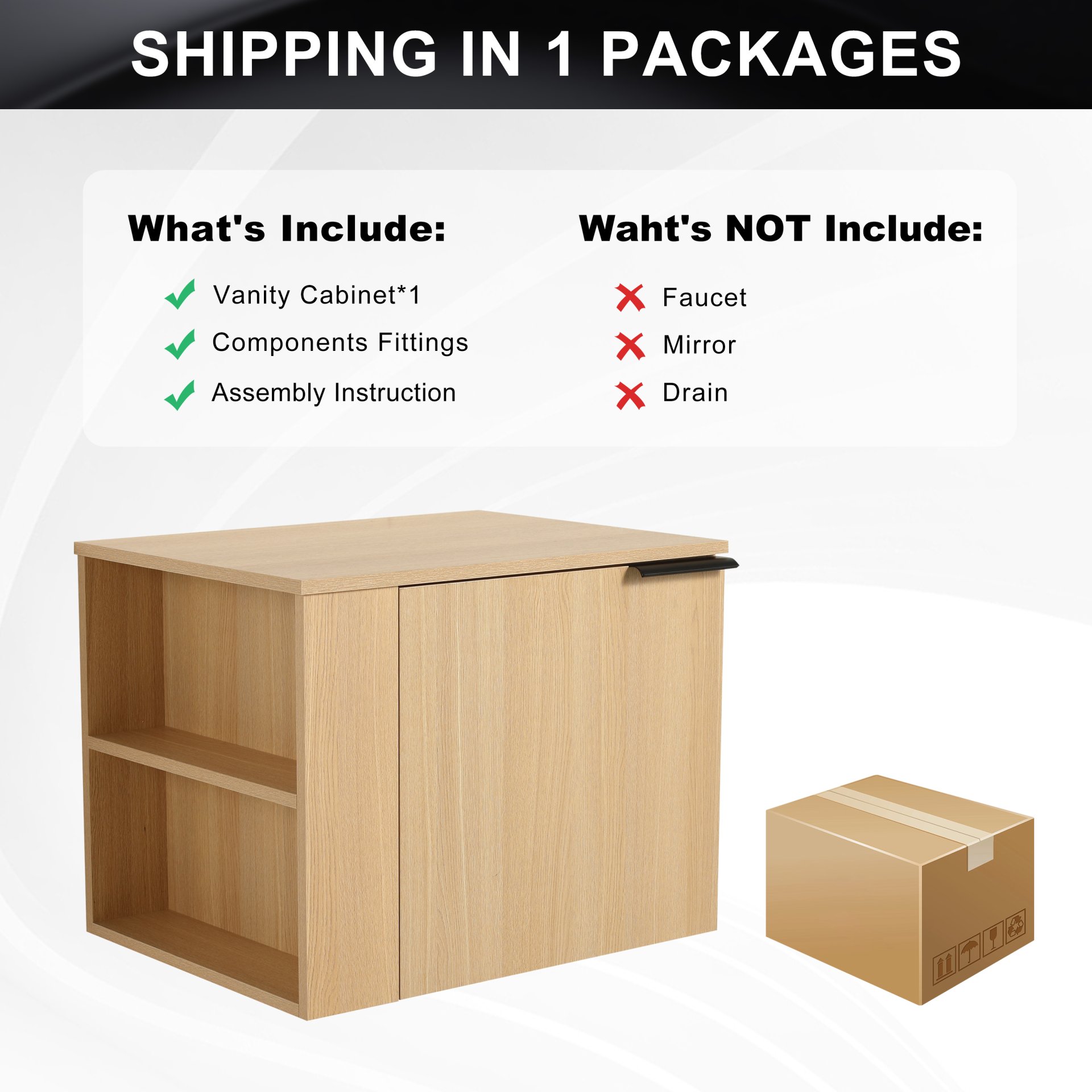 Modern Bathroom Vanity, Cabinet Set Without Sink - Oak - Image 4