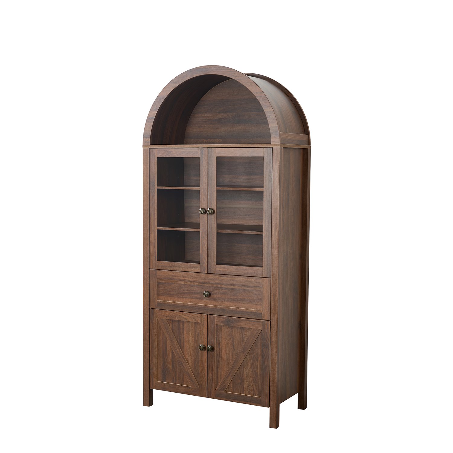 Retro Dome Cabinet With Large Storage Space, High Quality Materials - Walnut / Walnut Brown - Image 6