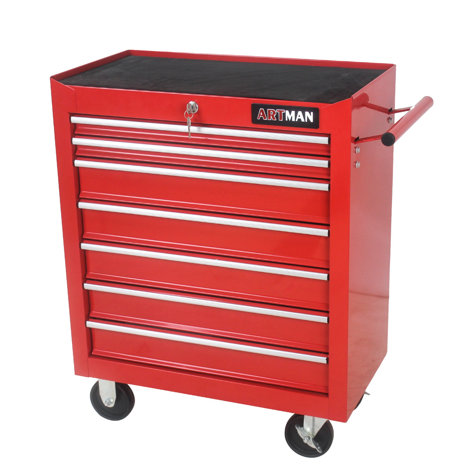 7 Drawers Multifunctional Tool Cart With Wheels - Red - Image 10