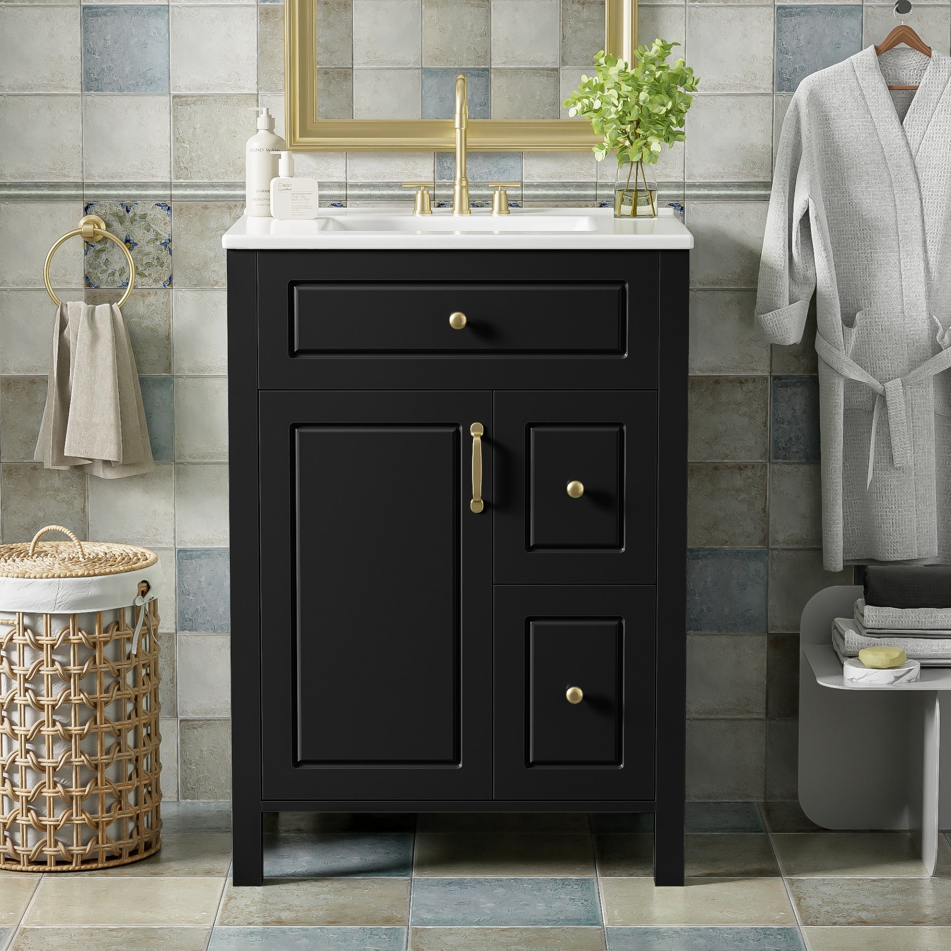 Bathroom Vanity With Sink, Soft Close Storage - Black - Image 3