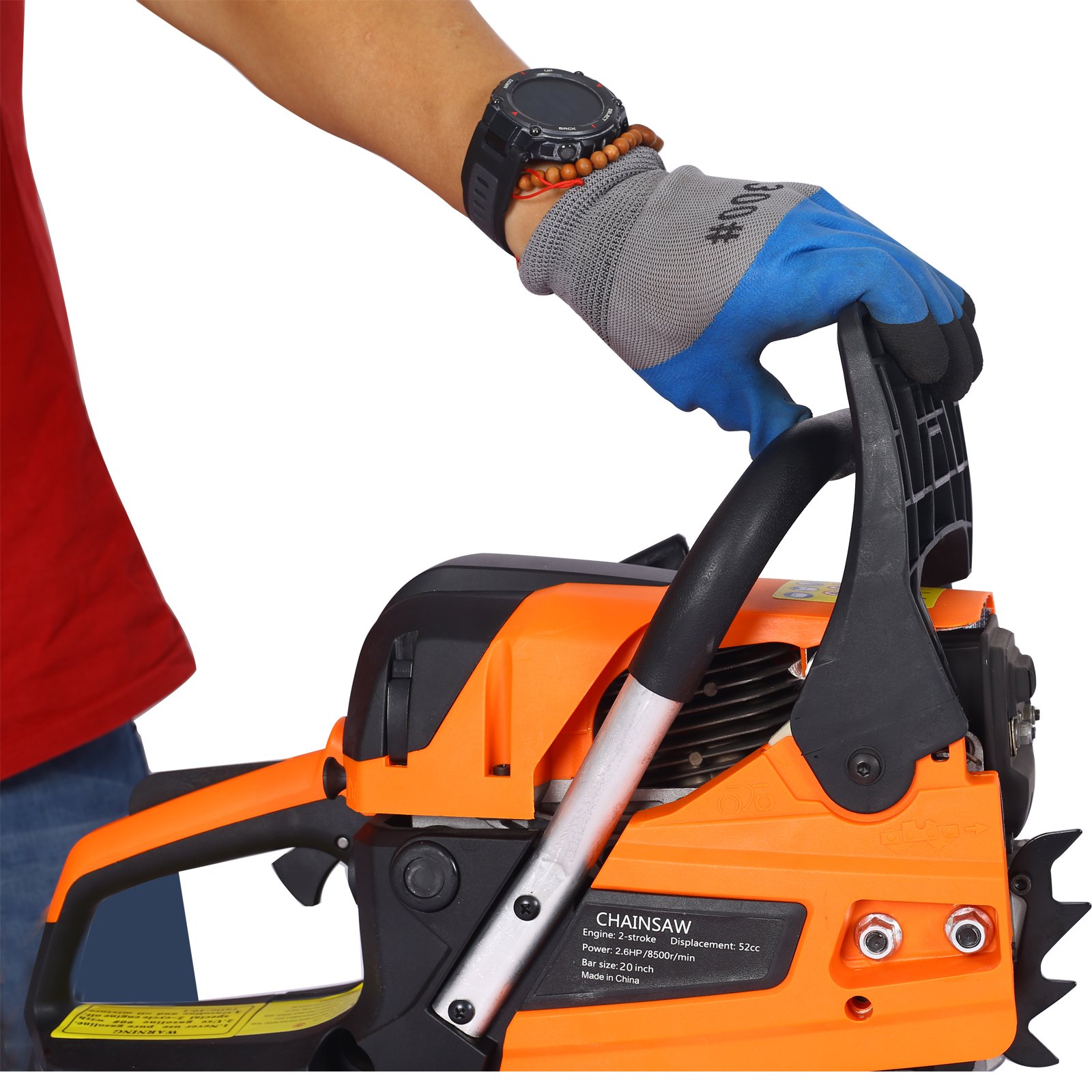 52Cc Gasoline Chainsaw With 20" Oregon Bar And Chain For Wood Cutting Plastic - Orange - Image 20