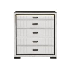 Isaiah - Chest With Upholstered Frame, LED Lighting, Block Feet - White / Black