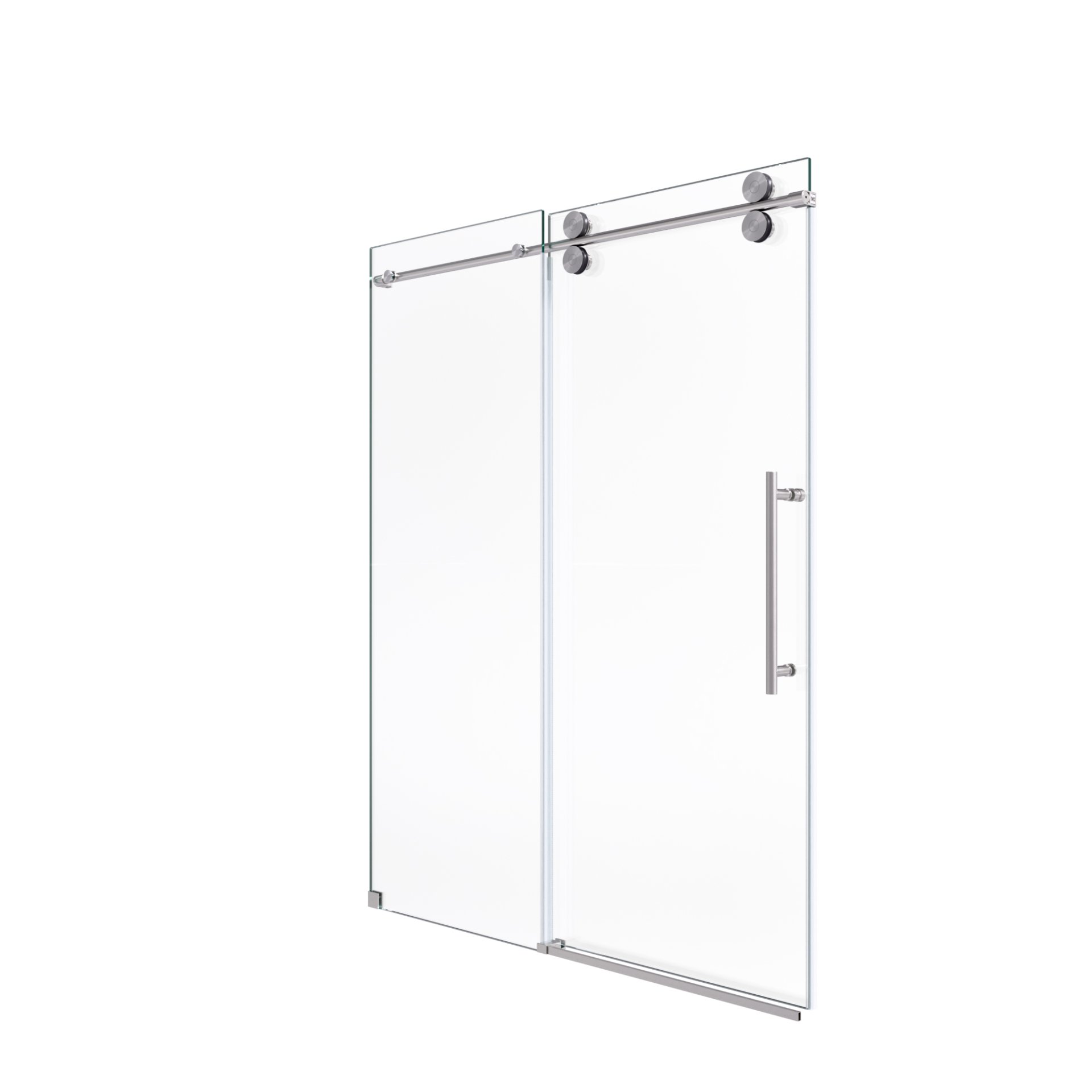 Frameless Single Sliding Shower Door With Bypass Design Clear Tempered Glass - Brushed Nickel - Image 13