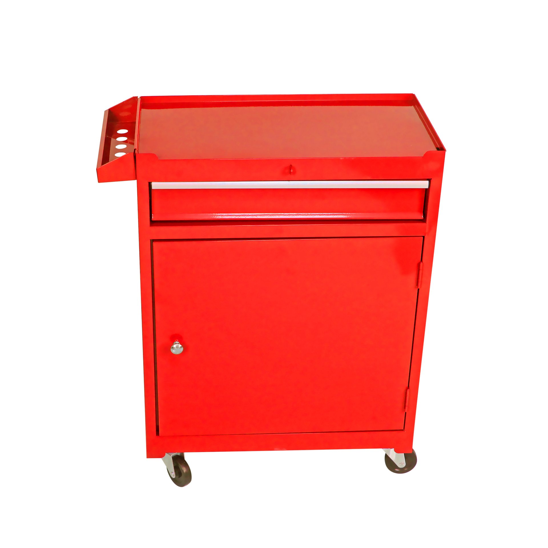 Rolling Tool Chest, 5 Drawer Tool Box Organizer With Lockable Wheels & Sliding Drawers & Detachable Top & Adjustable Shelf, Tool Storage Cabinet For Garage Workshop - Red - Image 12
