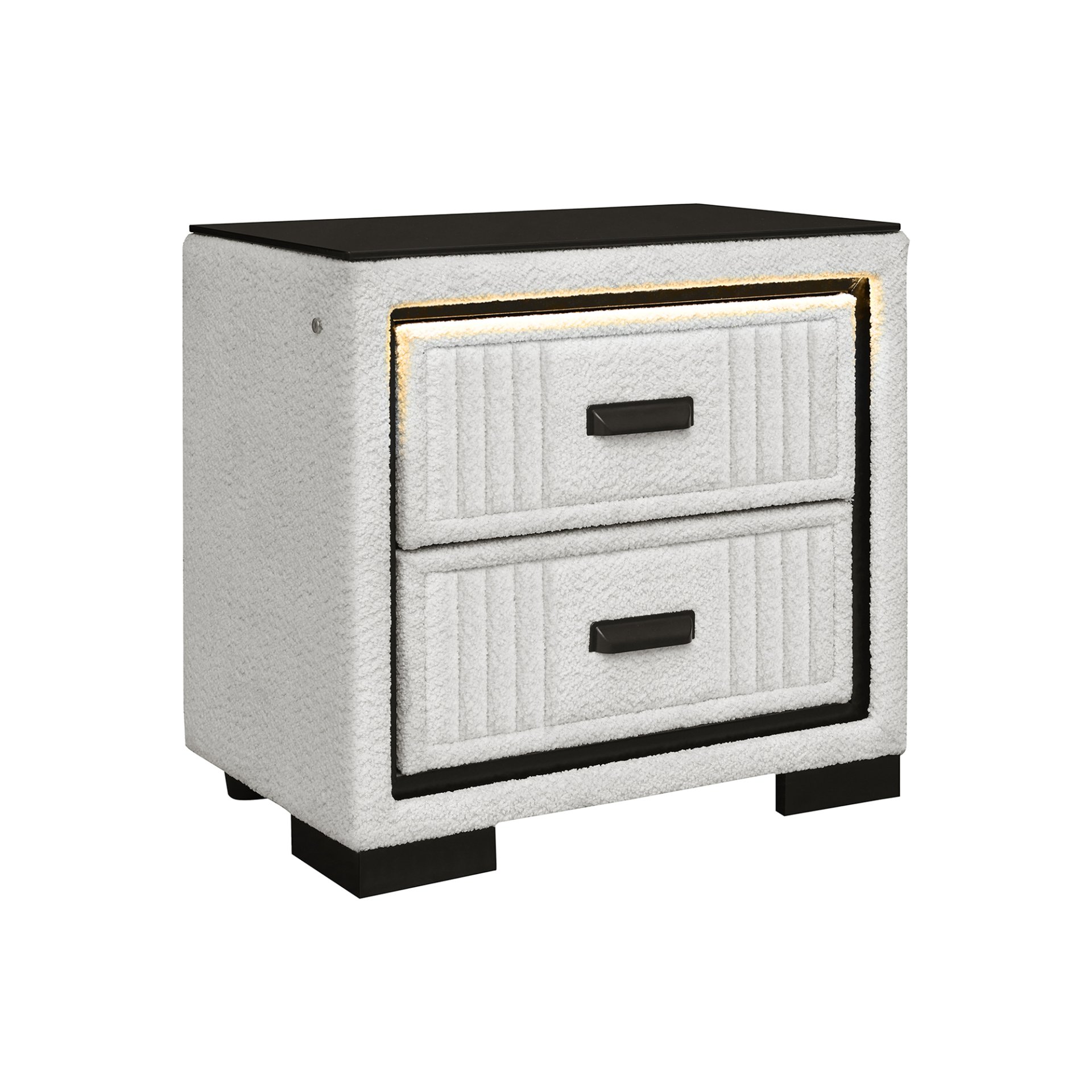 Isaiah - Queen 5 Piece Bedroom Set With 50" TV Lift LED, Speakers And Fireplace - White / Black - Image 6