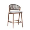 Outdoor Counter Height Aluminum Frame Counter Stools With Scallop Shaped Backrest & Water Resistant Cushions (Set of 2) - Teak - Image 18
