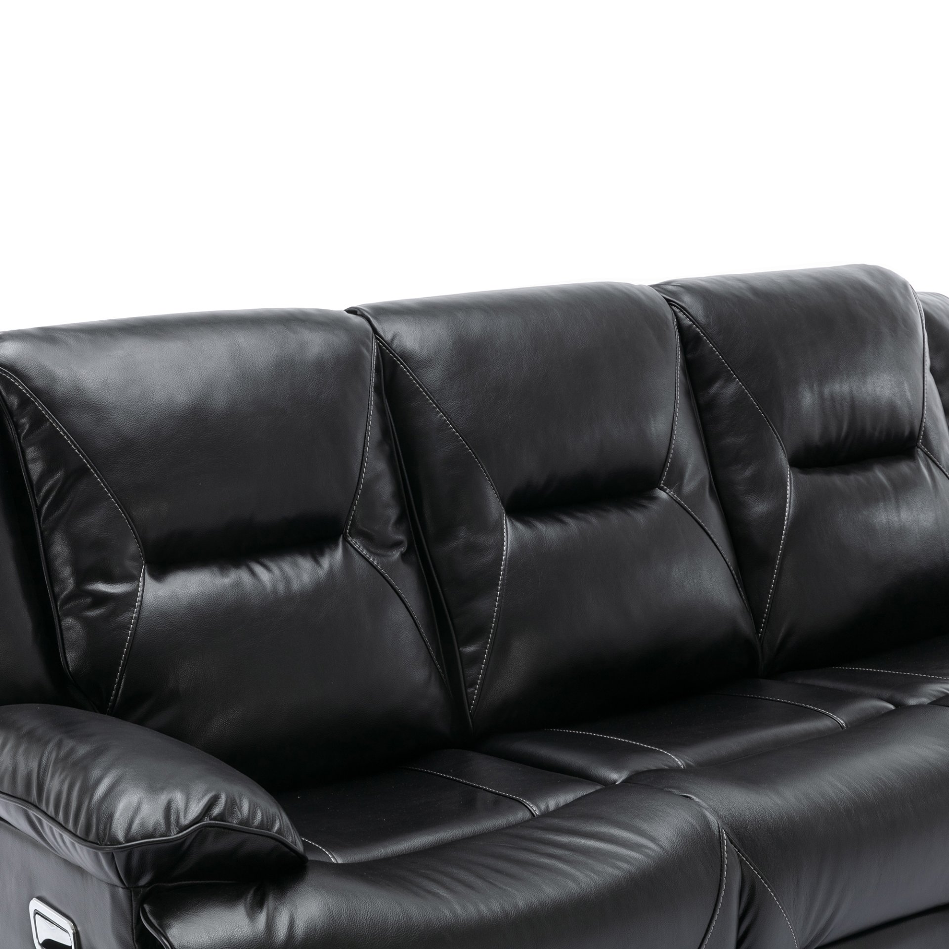 3 Seater Home Theater Recliner Manual Recliner Chair With A Led Light Strip Two Built-In Cup Holders For Living Room - Black - Image 23