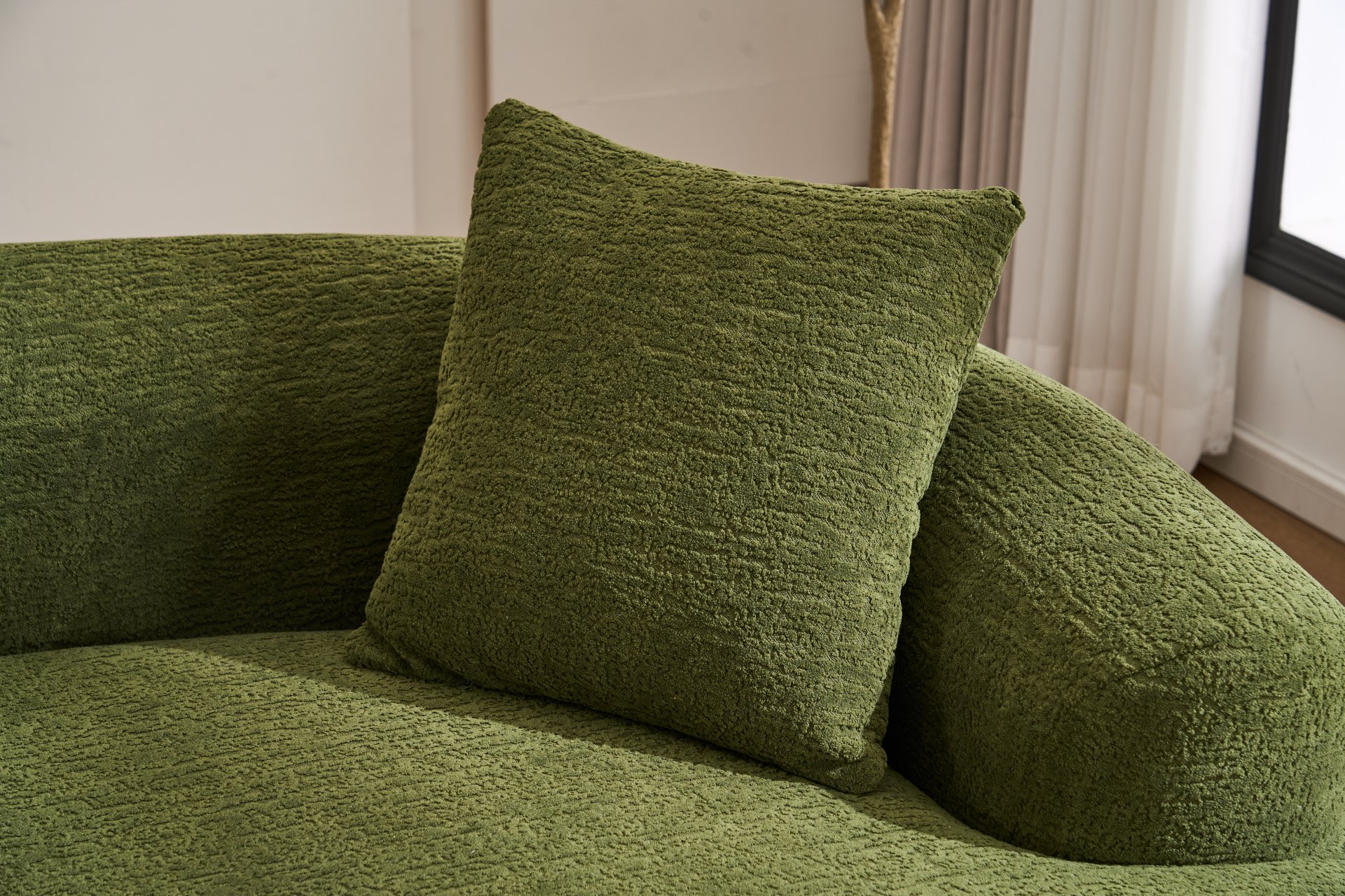 4 Seater Sofa With Chenille Fabric, 30D, 60 Hardness Full Sponge, 4 Pillow For Living Room, Home Furniture Sleeper Sectional Sofa For Apartment - Green - Image 31