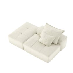 Modern Oversized Modular Sectional Sofa, Sparkling Chenille Soft Cushion Sofa With 2 Pillows, Diy Combination Tufted Sofa, No Assembly Required - Beige
