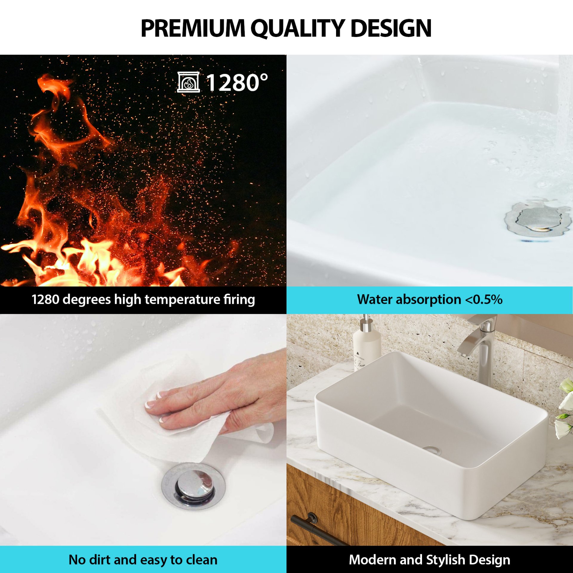 Modern European Design 21" X 14" Ceramic Rectangular Vessel Bathroom Sink - White - Image 7