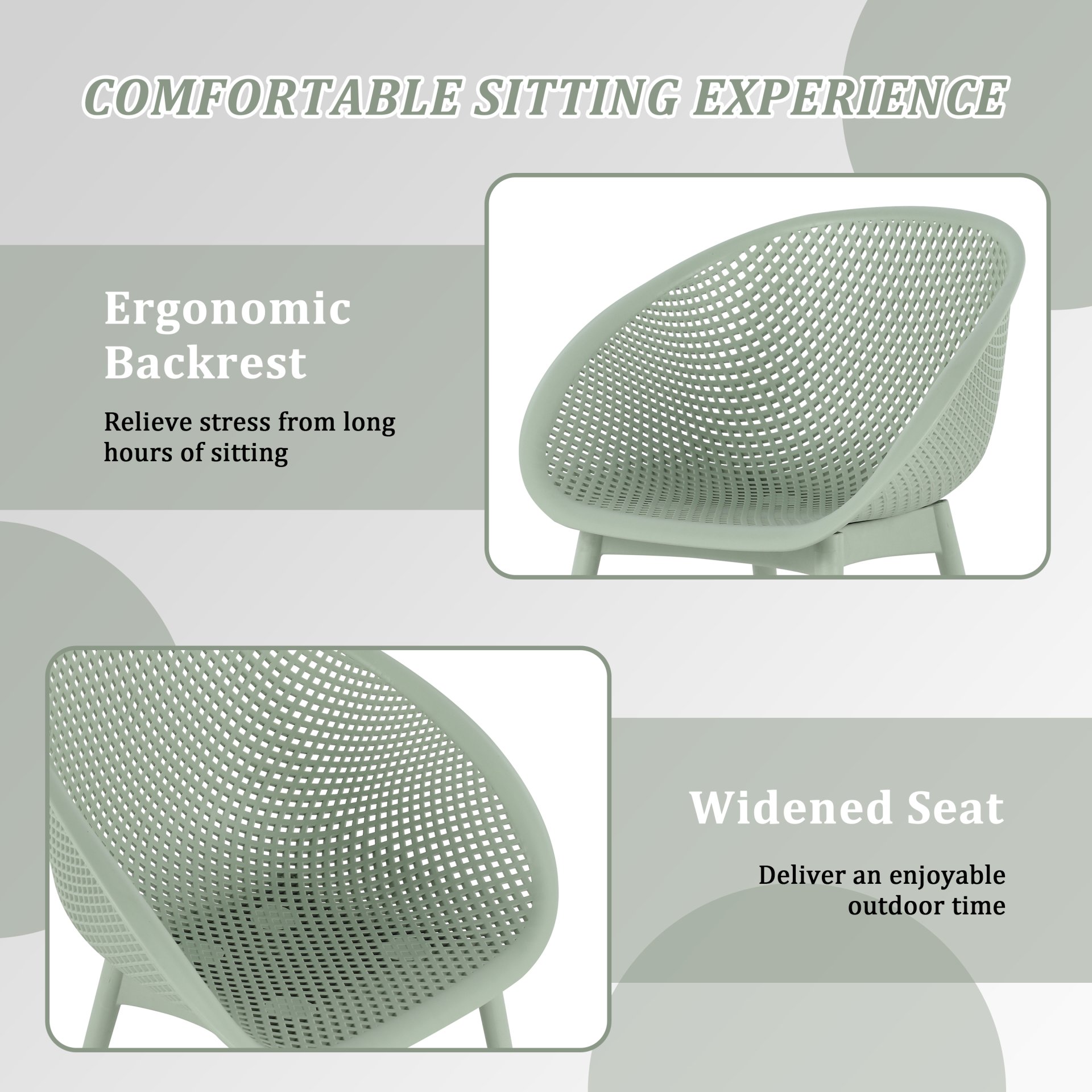 2 Pack Lounge Chair Set With Folding Square Table - Pale Green / White - Image 21