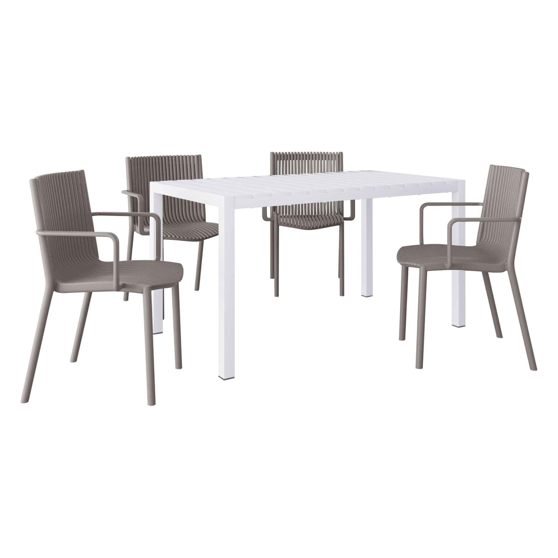 4 Stackable Armchair Matched With Table - Warm Grey / White - Image 17