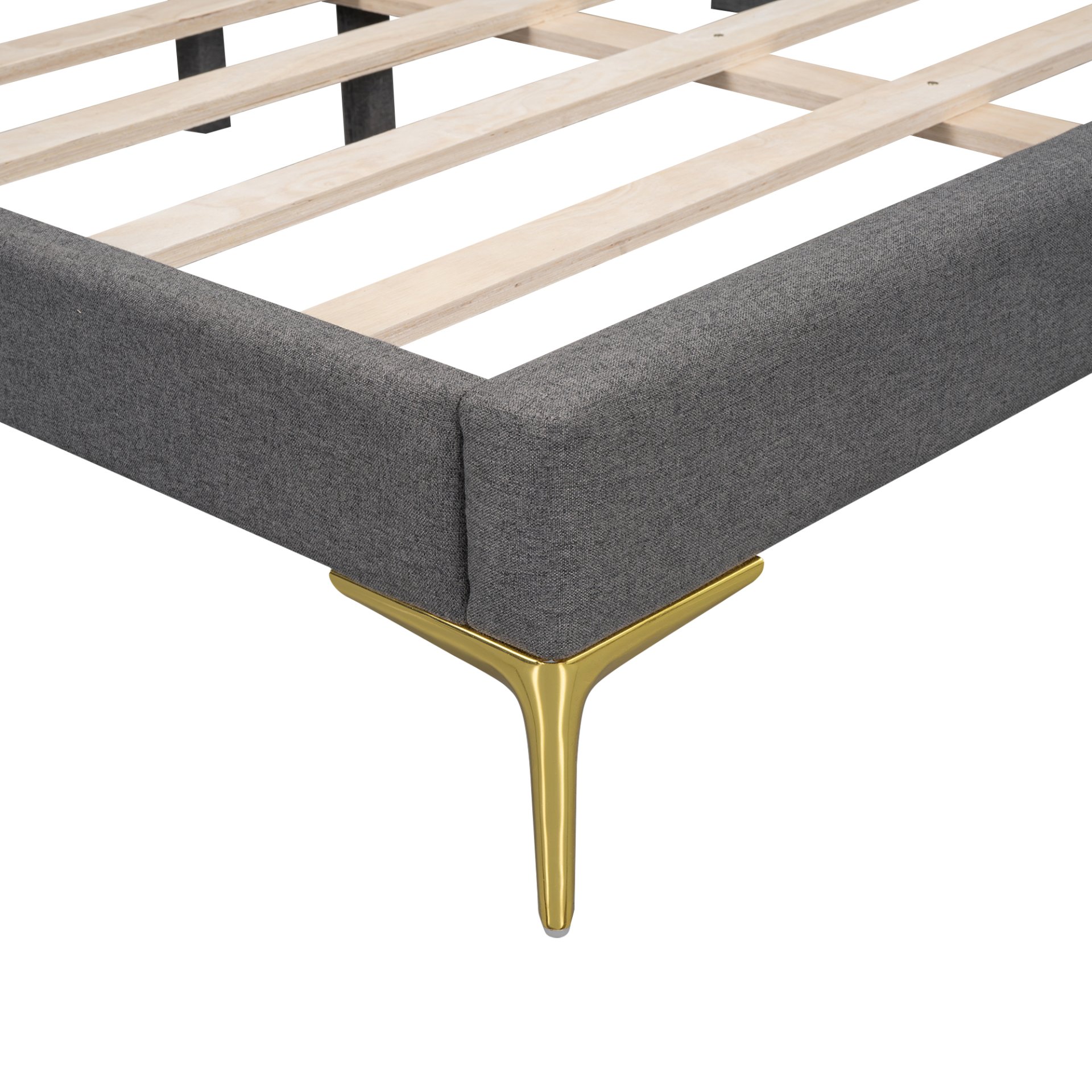 Full Size Upholstered Daybed With Headboard And Armrest, Support Legs - Gray - Image 9