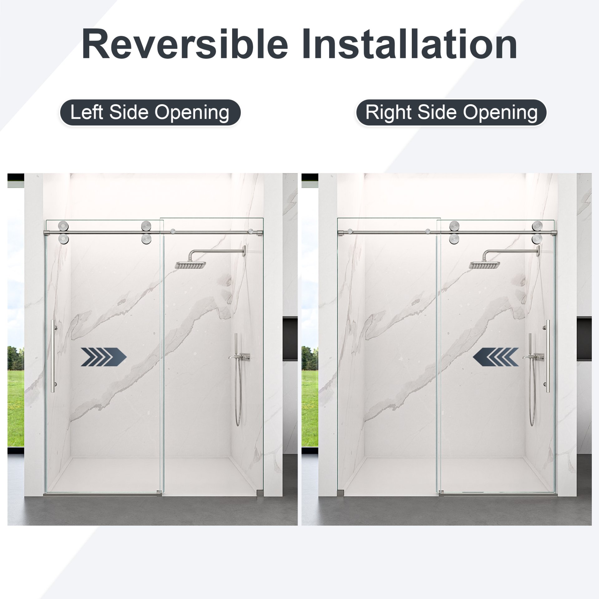Frameless Single Sliding Shower Door With Bypass Design Clear Tempered Glass - Brushed Nickel - Image 11