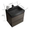 Alice - 24" Bathroom Vanity With Sink, Large Storage Wall Mounted Floating Bathroom Vanity For Modern Bathroom, One-Piece Black Sink Basin Without Drain And Faucet - Black / Gray - Image 3