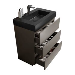 Alice - 30" Bathroom Vanity With Sink, Large Storage Freestanding Bathroom Vanity For Modern Bathroom, One-Piece Black Sink Basin Without Drain And Faucet - Black / Gray