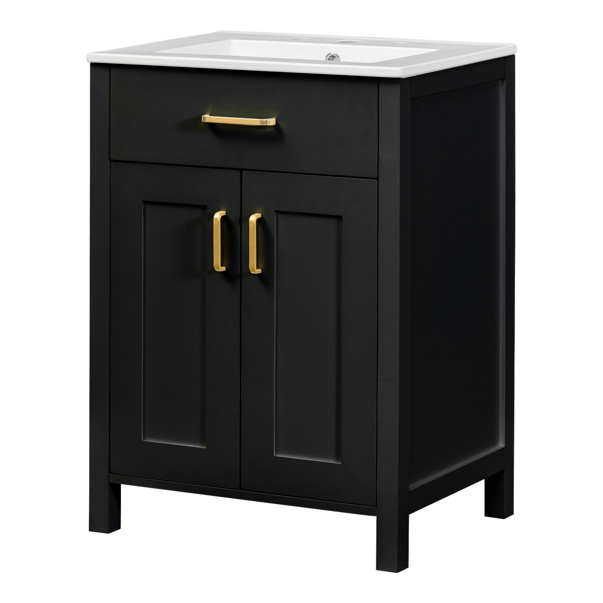 Bathroom Vanity Combo With Ceramic Sink, Luxurious Space-Saving Vanity, 2 Soft Close Doors - Black - Image 17