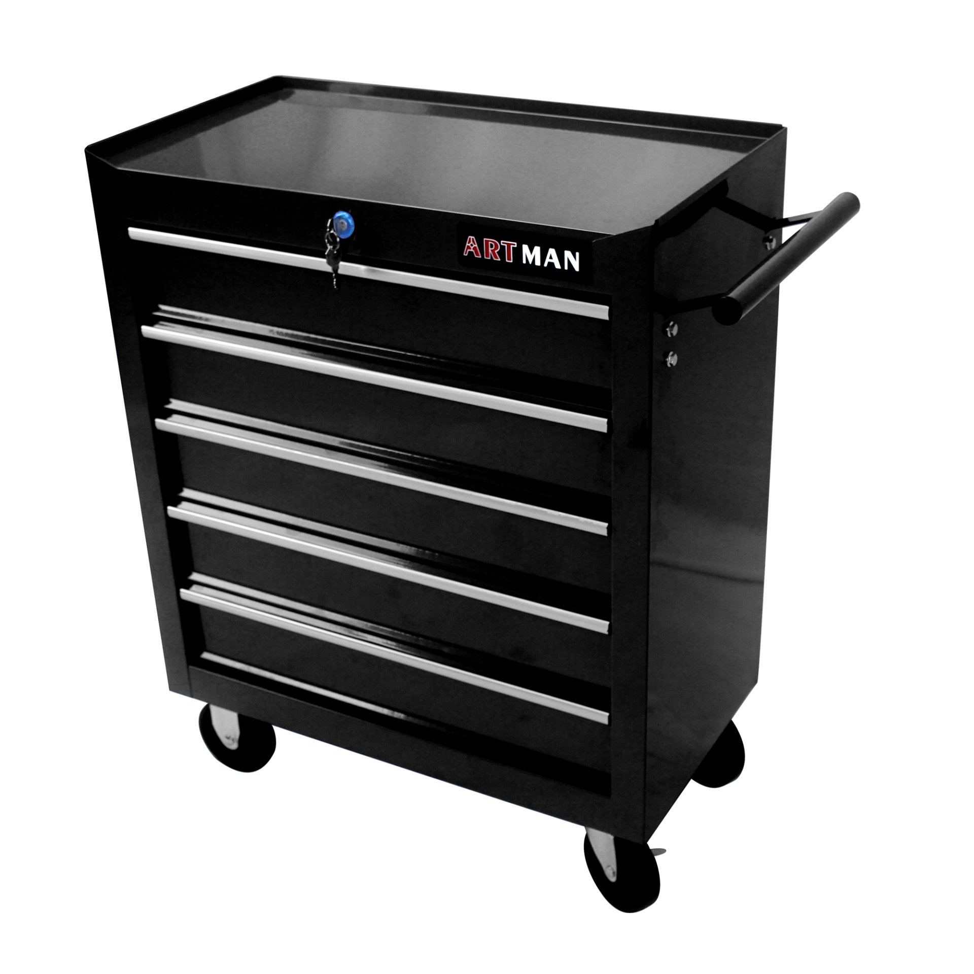 5 Drawers Multifunctional Tool Cart With Wheels - Black - Image 8
