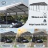 Metal Carport 12 X 20 Ft Heavy Duty With Galvanized Steel Roof Metal Garage Canopy With Galvanized Steel Roof & Frame Car Tent Outdoor Storage Shed For Car Boats And Truck - Alabaster / Dark Gray - Image 8