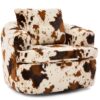 360° Swivel Accent Barrel Chair With Dual Layer Cushion, Round Seating For Living Room - Beige / Brown - Image 9