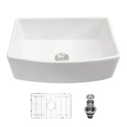 Sink 30" Apron Front Single Bowl With Arch Edge For Kitchen - White