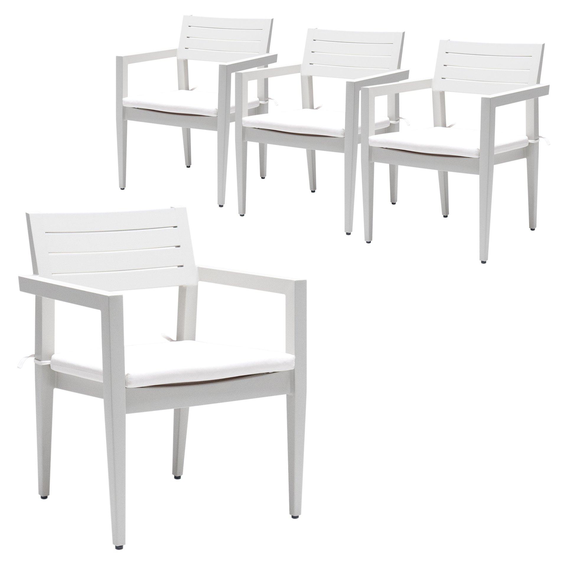 Outdoor Patio Stationary Dining Chairs With Outdoo Grade Sunbrella Fabric Cushions, Tapered Feet (Set of 4) - Grayish - Image 10