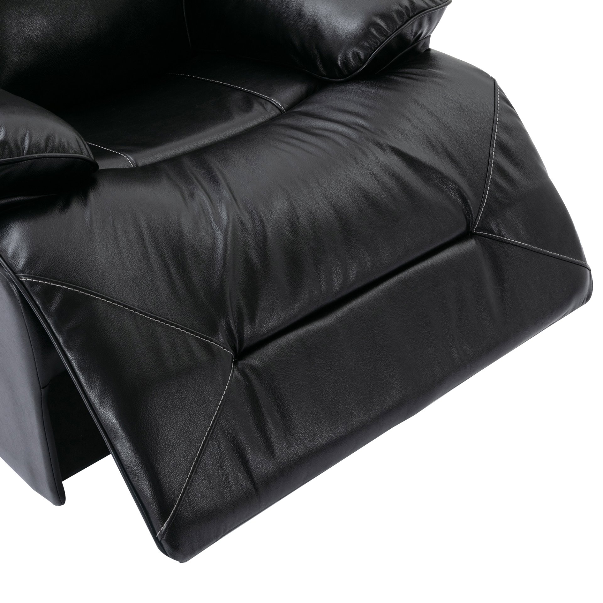 3 Seater Home Theater Recliner Manual Recliner Chair With A Led Light Strip Two Built-In Cup Holders For Living Room - Black - Image 13
