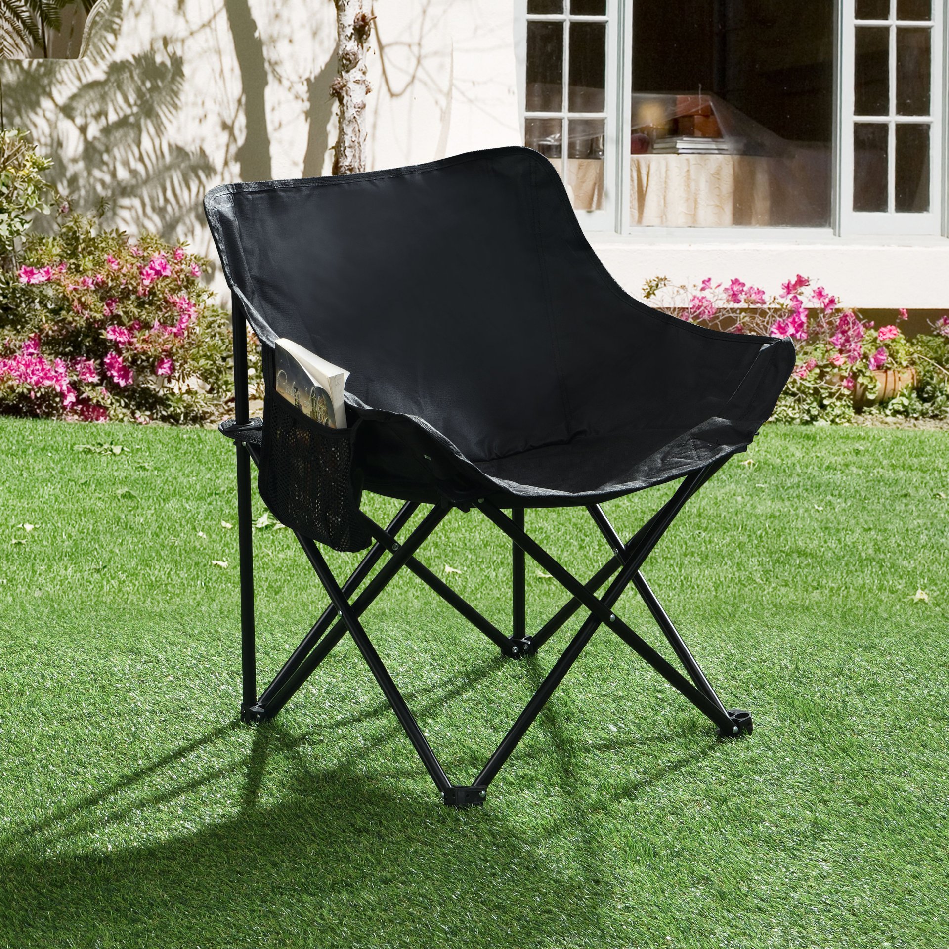 Outdoor Camping Chairs Folding Portable With Carry Bag (Set of 2) - Black - Image 5