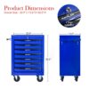 Rolling Metal Tool Chest With 7 Drawers, 20" Steel Storage Cabinet With Ball Bearing Slides - Black / Blue - Image 3