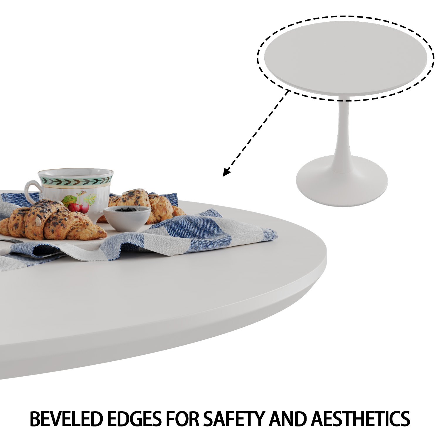 Round Dining Table For 2 - 4 People - White - Image 14