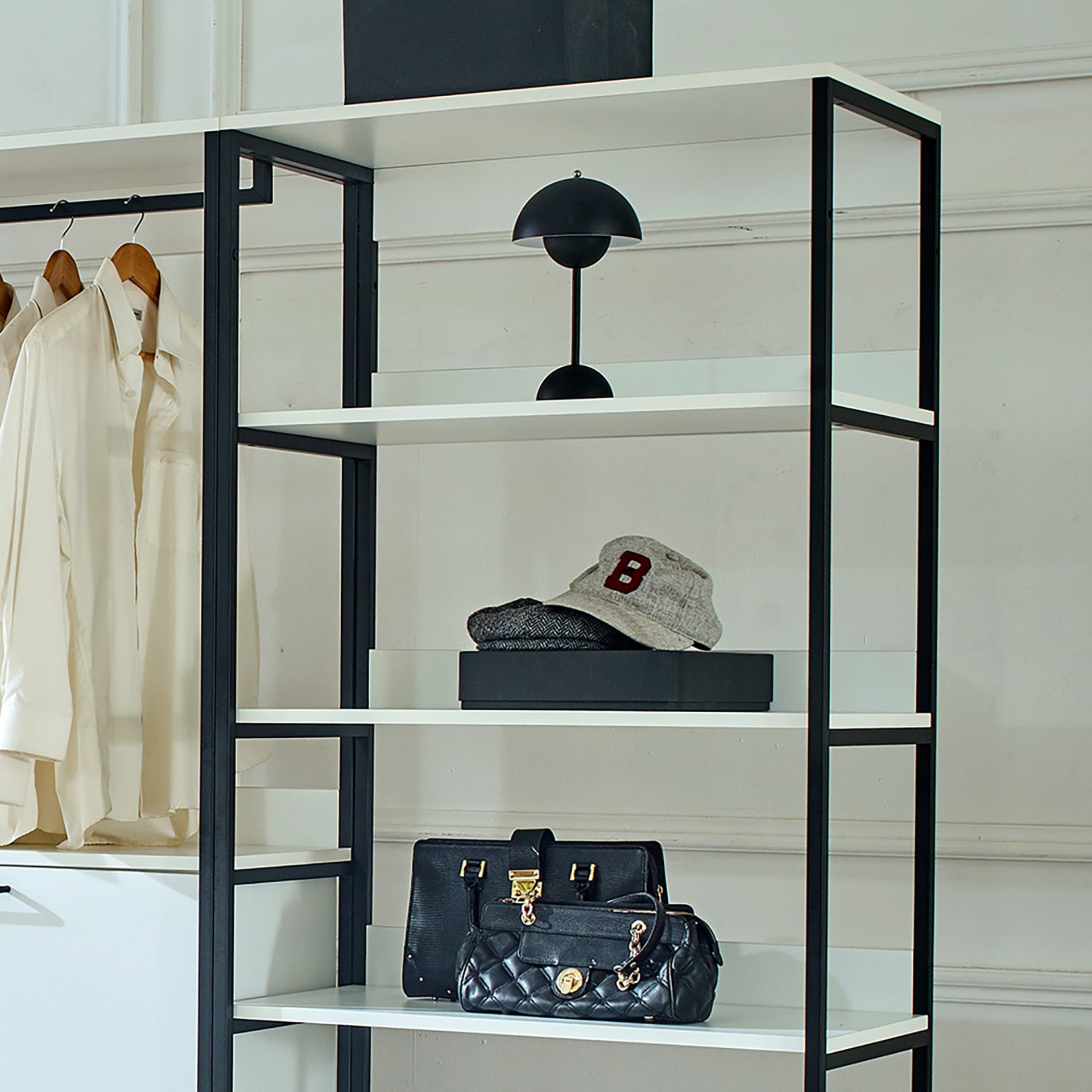 Fiona - Freestanding Walk In Wood Closet System & Metal Frame Durable Storage Solution Melamine - White - Image 5