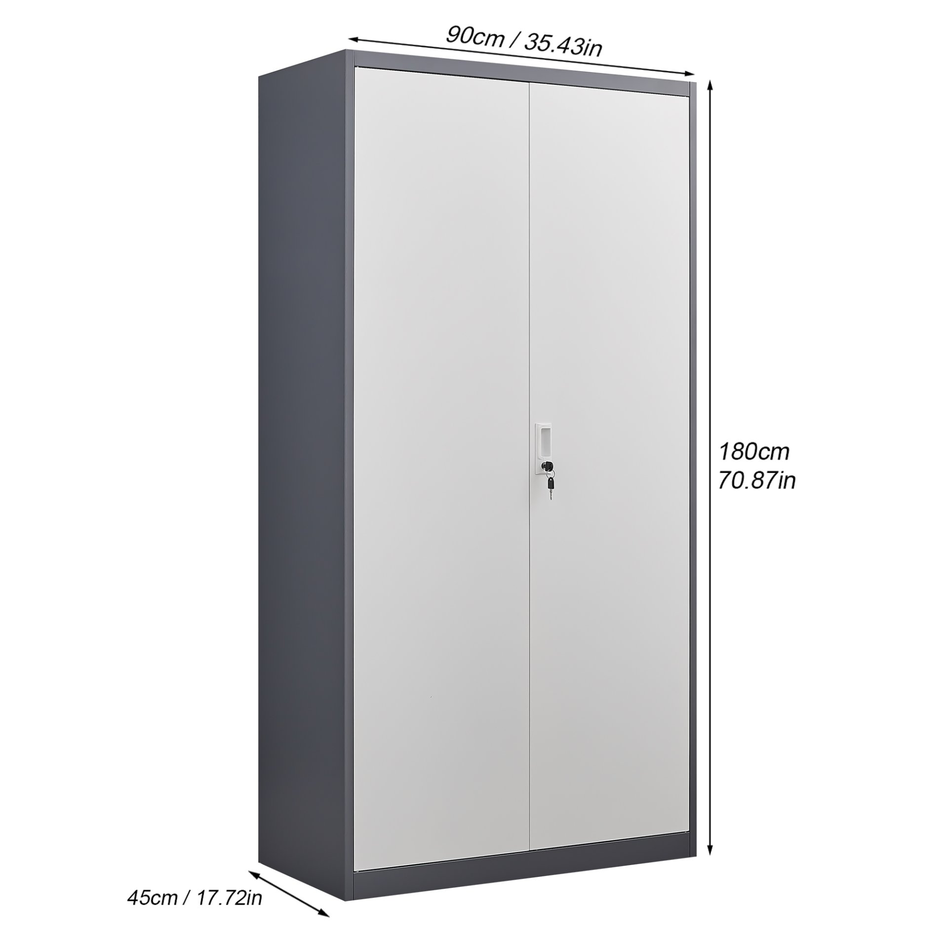 Large Capacity Wardrobe With Hanging Rod And Compartments - Grey - Image 3