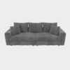 3 Seat Sofa, Deep Seat Couches With Soft Pillows And 3 Ottomans, Convertible Sofa Lounge Chair, For Living Room - Gray - Image 15