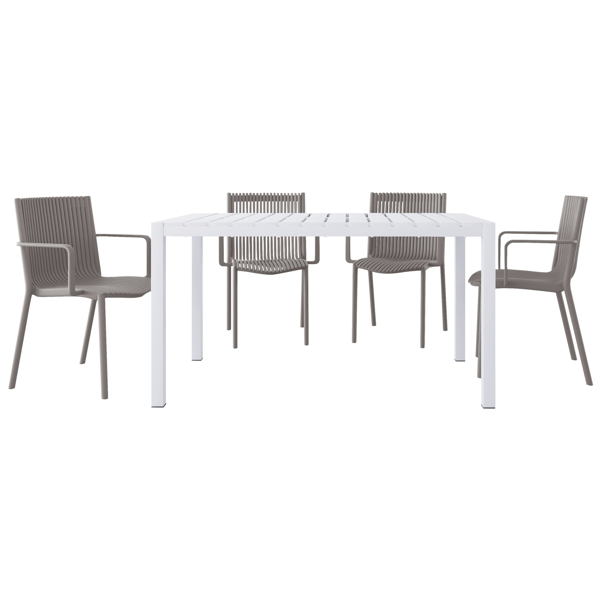 4 Stackable Armchair Matched With Table - Warm Grey / White - Image 18