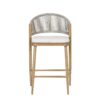 Outdoor Counter Height Aluminum Frame Counter Stools With Scallop Shaped Backrest & Water Resistant Cushions (Set of 2) - Maple - Image 18