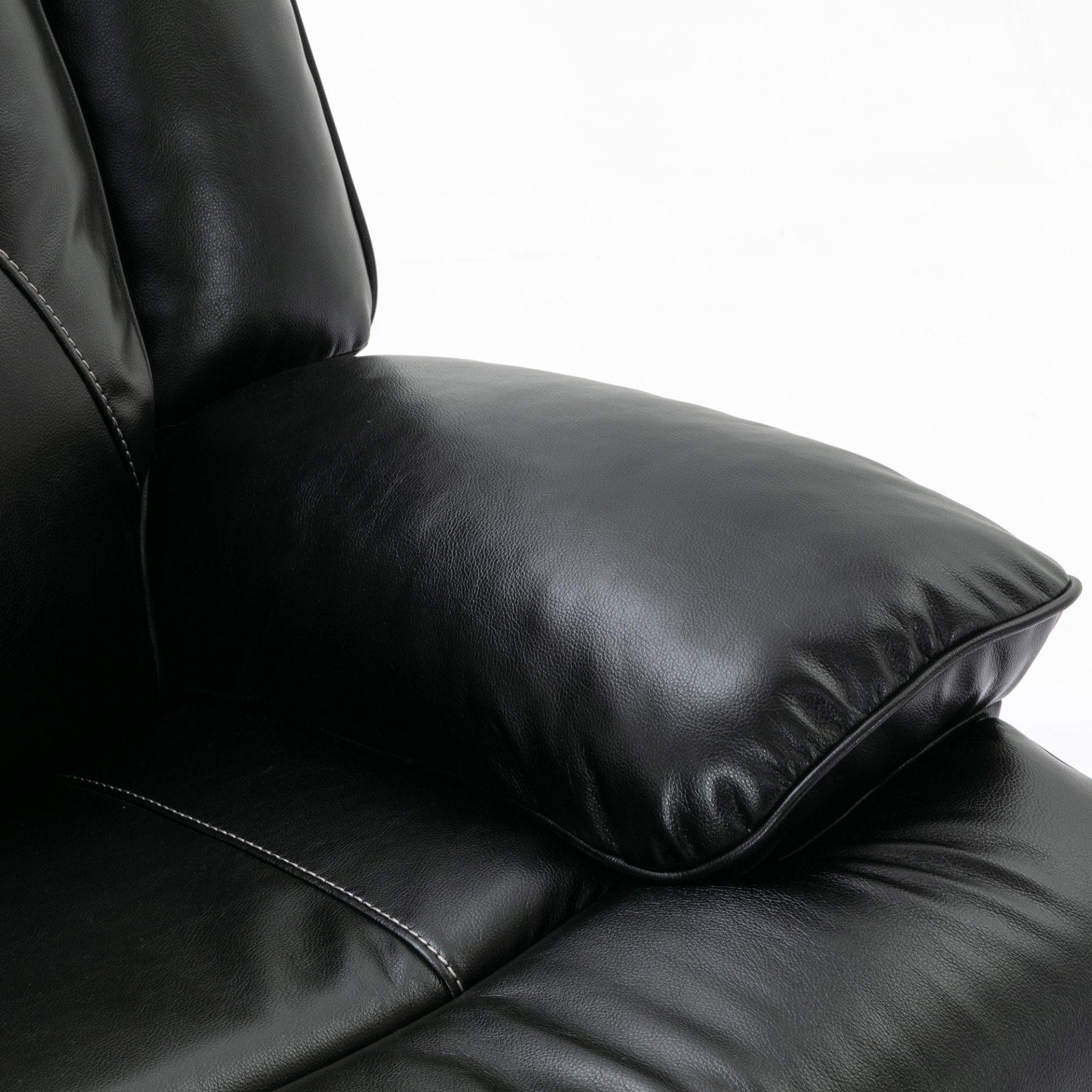3 Seater Home Theater Recliner Manual Recliner Chair With A Led Light Strip Two Built-In Cup Holders For Living Room - Black - Image 18