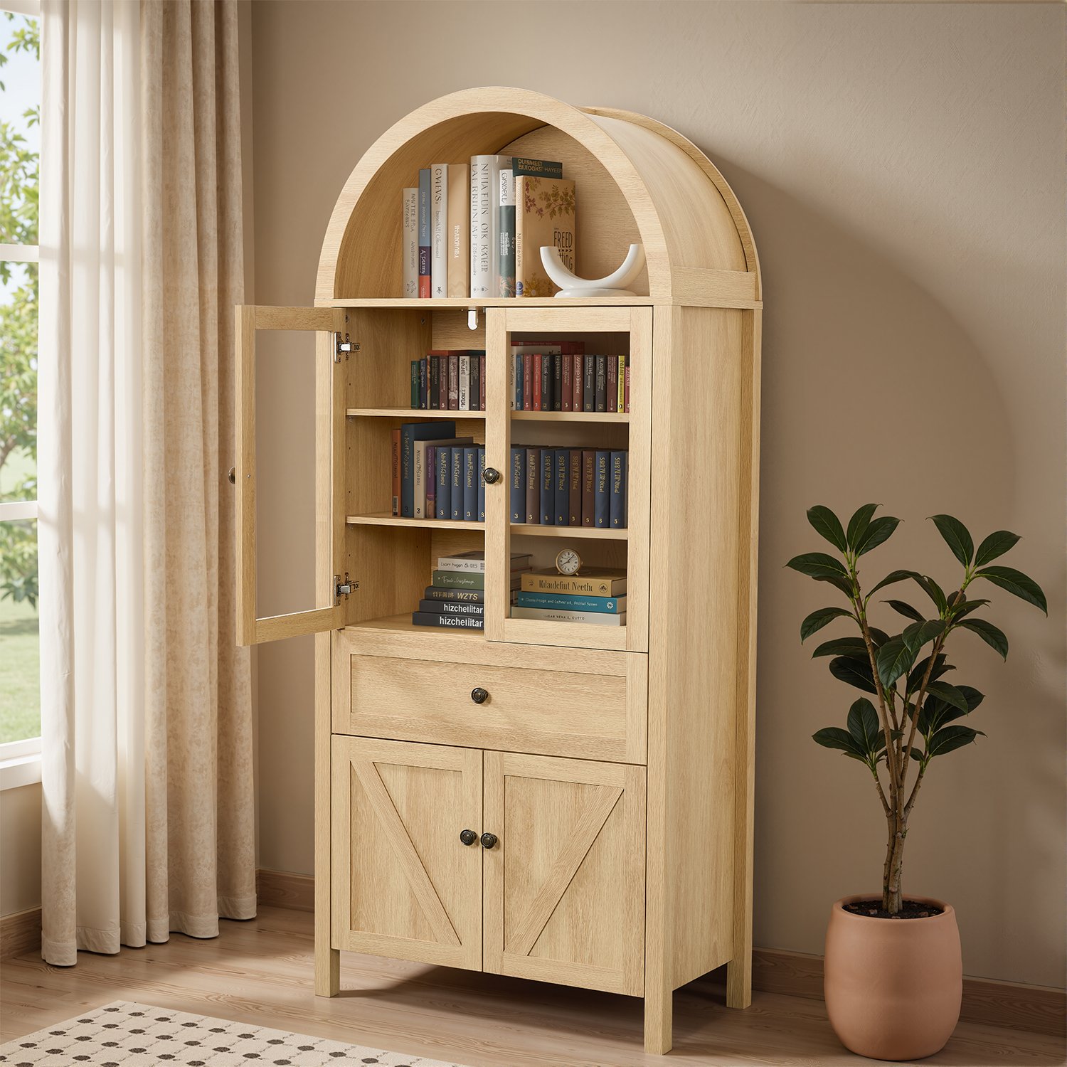 Vintage Dome Cabinet With High Quality Materials And Large Storage Space In - Natural - Image 4