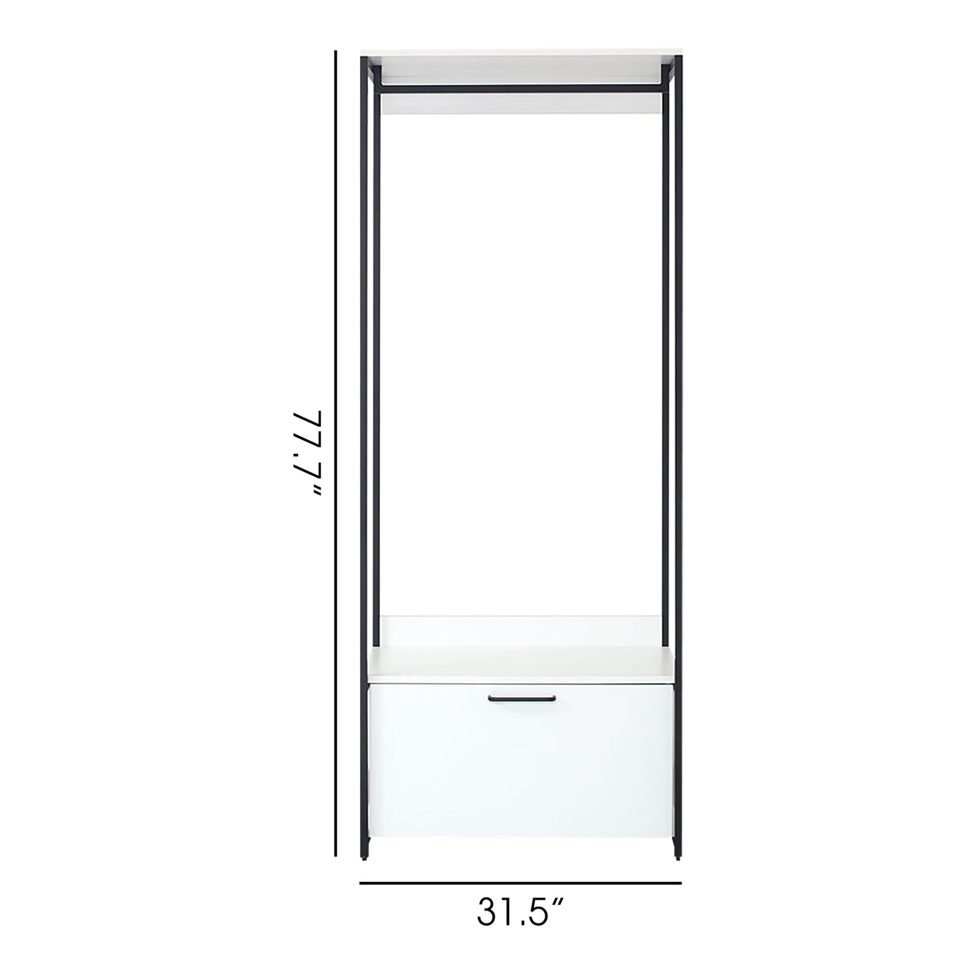 Fiona - Contemporary Wood And Metal Walk In Closet With 1 Drawer - White - Image 3