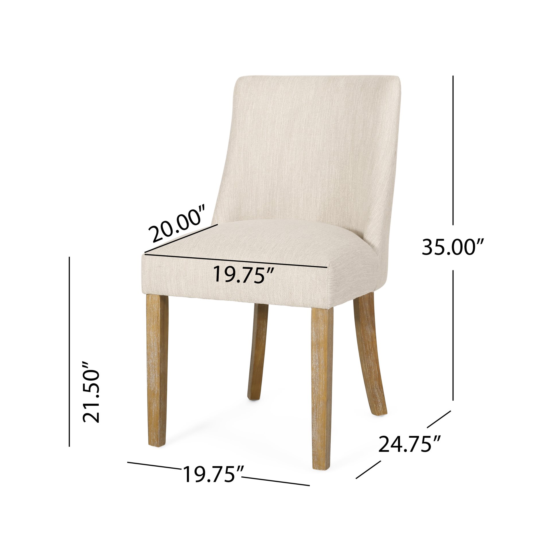 Classic Fabric Dining Chair - Beige - Image 3