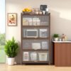 4 Flip Doors Cabinet, With Ample Storage Space For Living Room - Walnut - Image 5