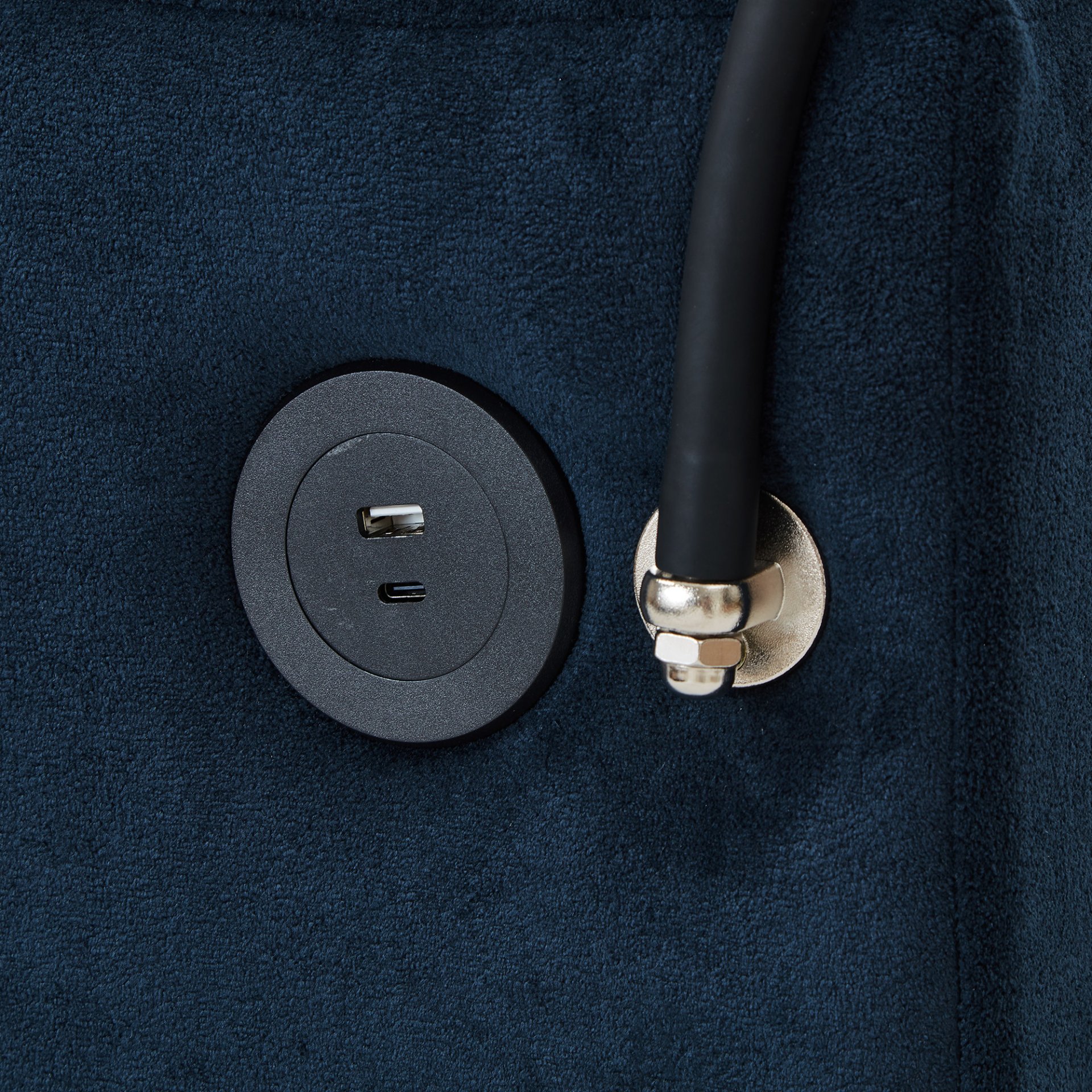 Modern Style Armchair Chaise Lounge Sofa Couch With Movable Storage Ottoman, USB Ports, Cup Holders, Phone Holder, Side Pockets - Blue - Image 21