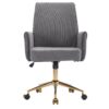 Ergonomic Mid Back Office Chair With Striped Fabric - Gray - Image 7