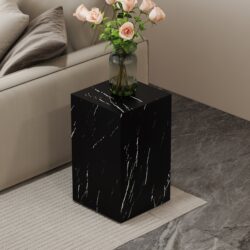 Rectangular Marble Texture Coffee Table Luxurious Design Perfect Living Room Accent - Black