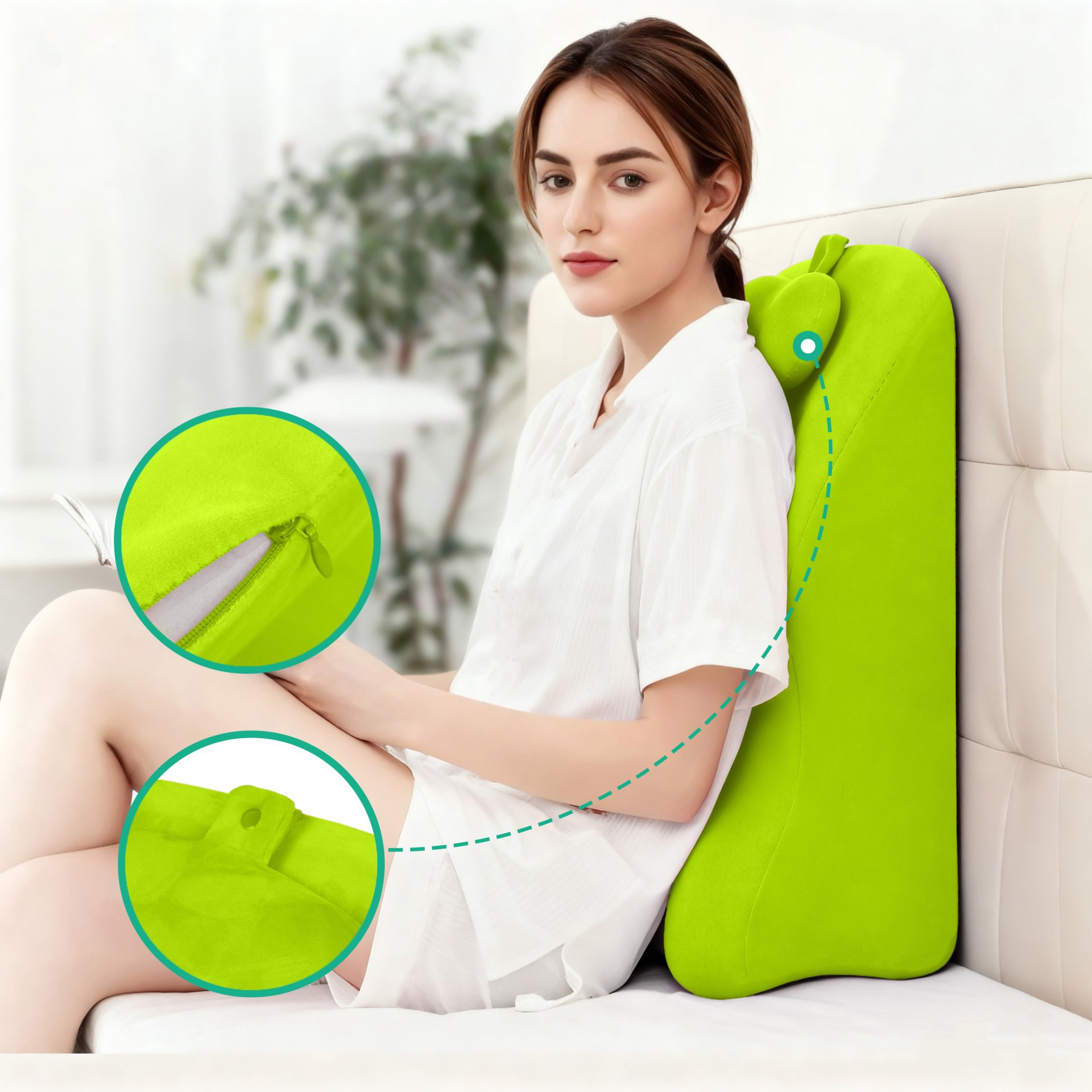 Ergonomic Spinal Posture Support Bed Pillow - Green - Image 7