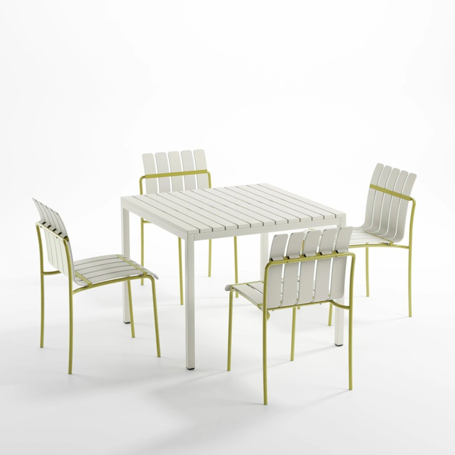 4 Piece Set Of Modern Color Block Designed Single Chairs, UV Resistant And Rust Proof - Grain Yellow / White - Image 14