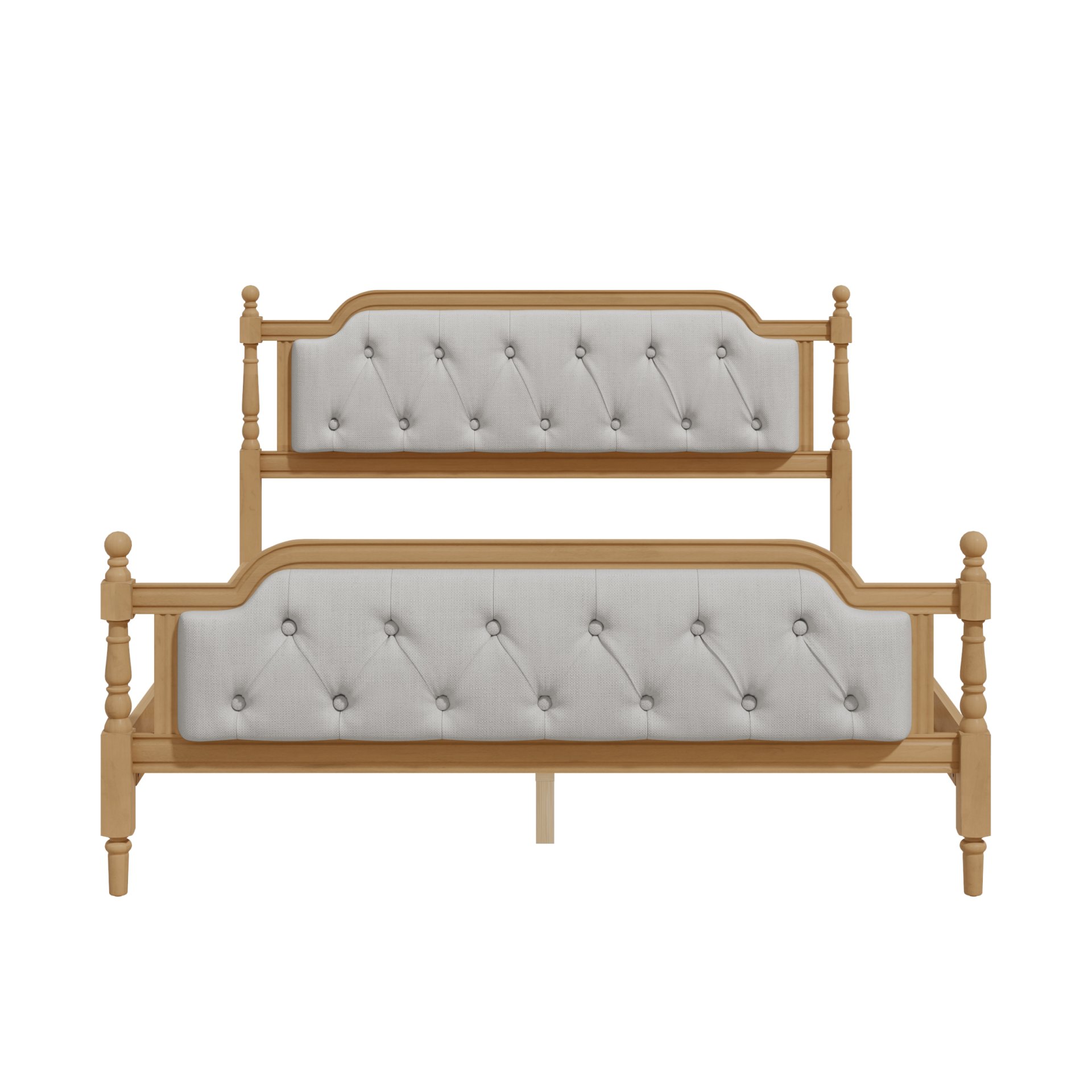 Traditional Style Solid Bed Frame With Upholstered Tufted Headboard, No Box Spring Needed, Queen Size - Antique Walnut - Image 6