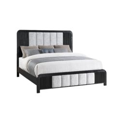 Beverly - 5 Piece King Bedroom Set With Cooler, Fluted Detailing, Partial, Low Profile Design, Spacious Drawers, LED Lights - Black White