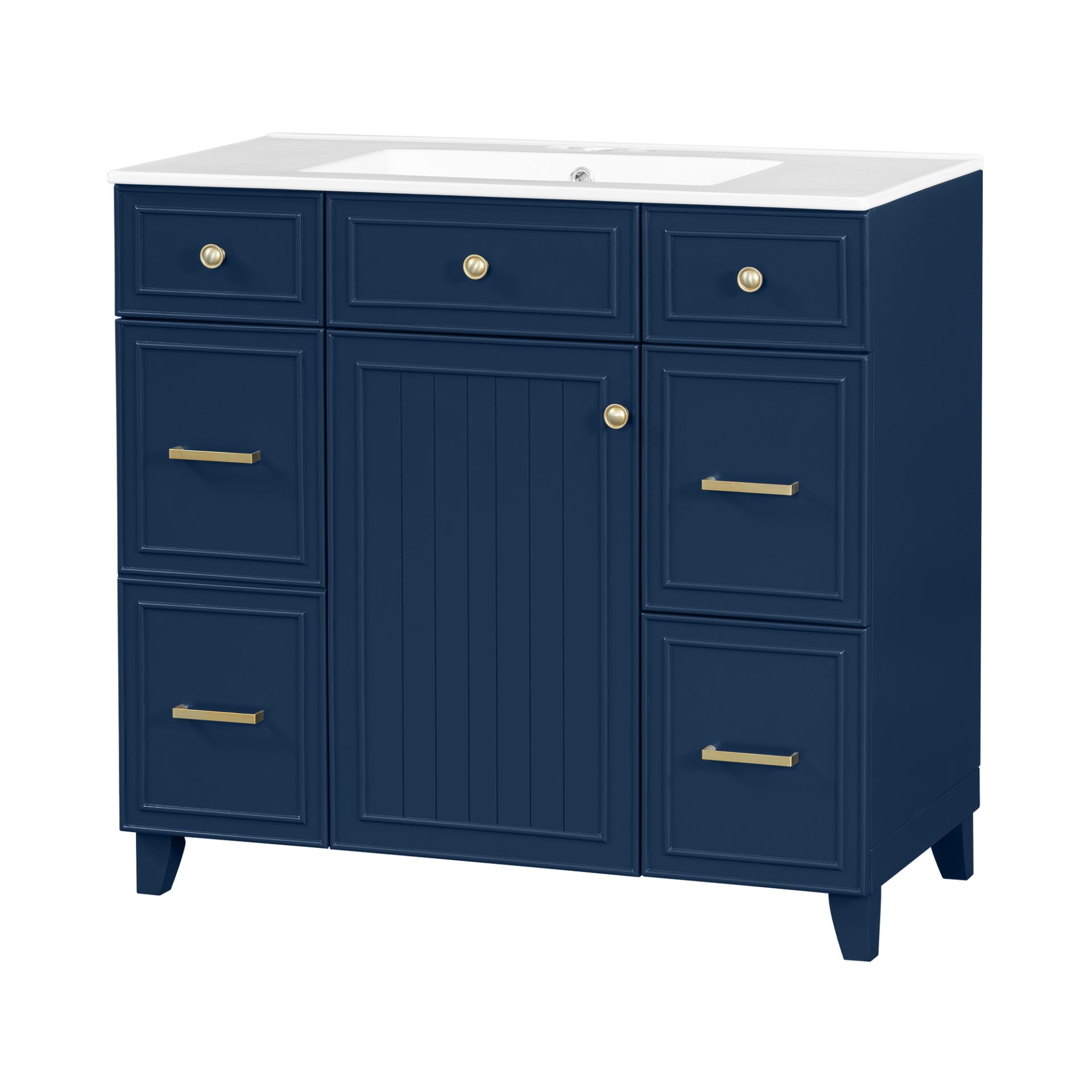 Bathroom Vanity With Sink, Soft Close Doors, Adjustable Shelves - Blue - Image 12